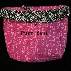Pink Cat Print Tote Bag